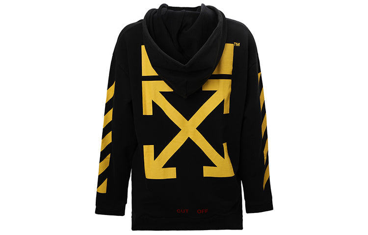 Off-White Cotton Printing Logo hooded Long Sleeves Black OMBB009F160030371099