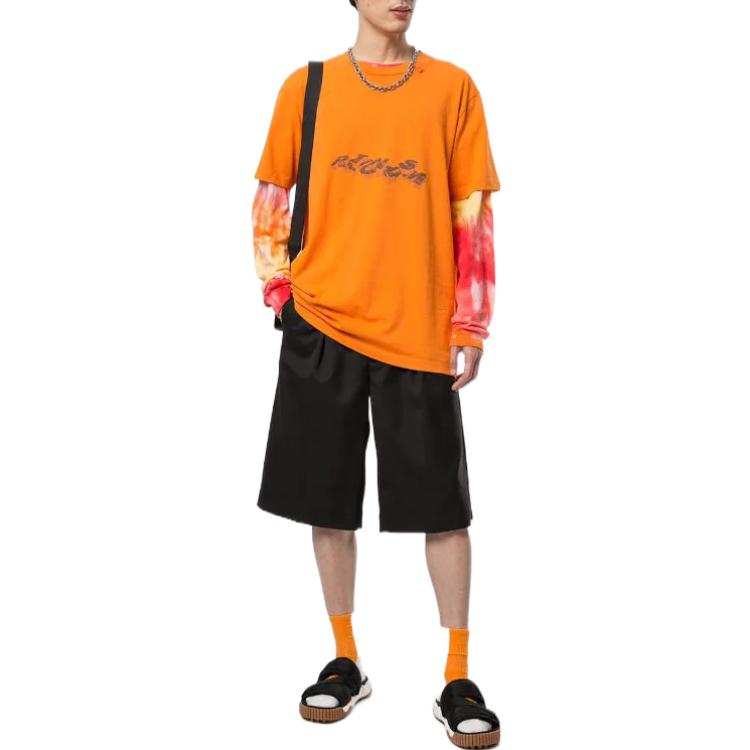 Off-White Geometry Arrow Logo Printing Round Neck Short Sleeve Orange OMAA027R201850101910