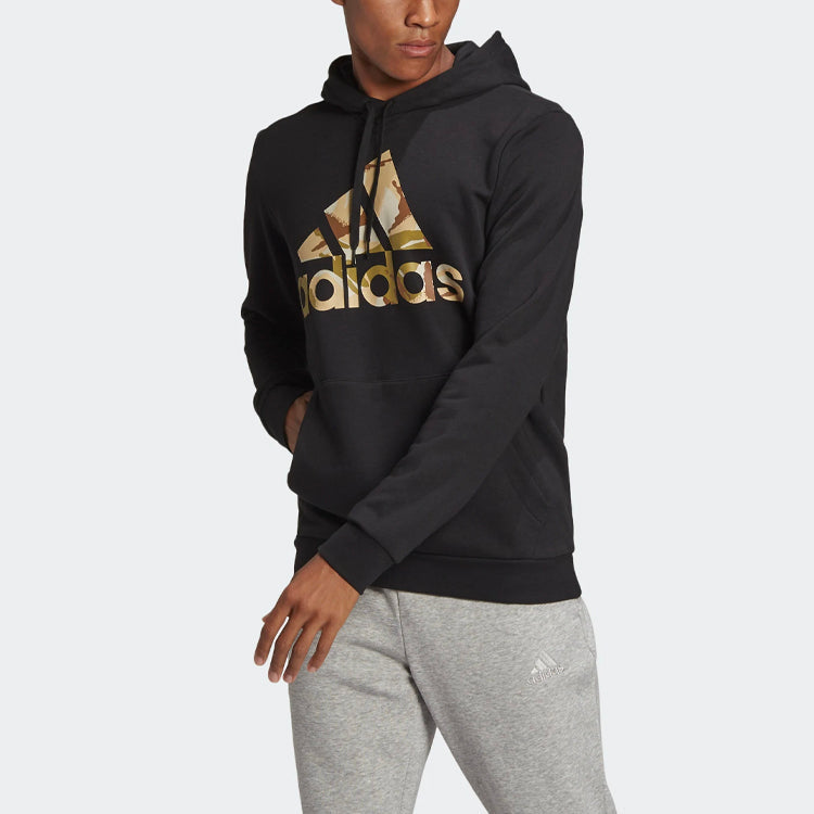 adidas M Camo Hd Logo Printing Sports hooded Long Sleeves Black GL0019