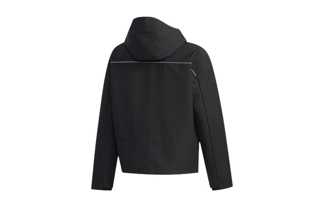 adidas Logo Loose hooded Long Sleeves Jacket Black FJ0181