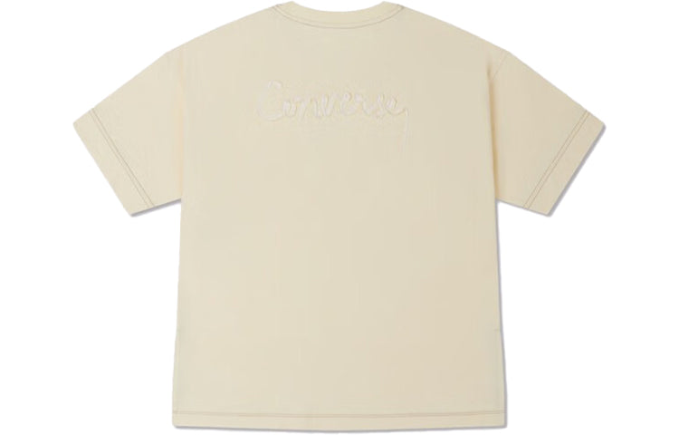 (WMNS) Converse Contrast Stitch Slit Logo T-Shirt Asia Sizing 'Beige' 10025874-A02