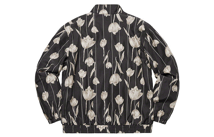 Supreme SS19 Floral Silk Track Jacket Flowers Unisex Black SUP-SS19-10344