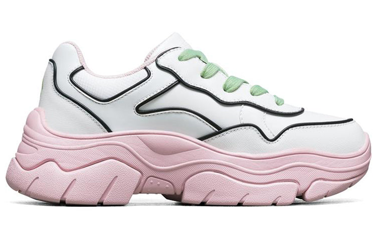 (WMNS) Skechers AMP'D Low-Top Daddy Shoes White/Pink 155038-WLPK
