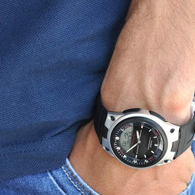 CASIO Waterproof Analog Black Analog/Digital Combo AW-80-1A22021