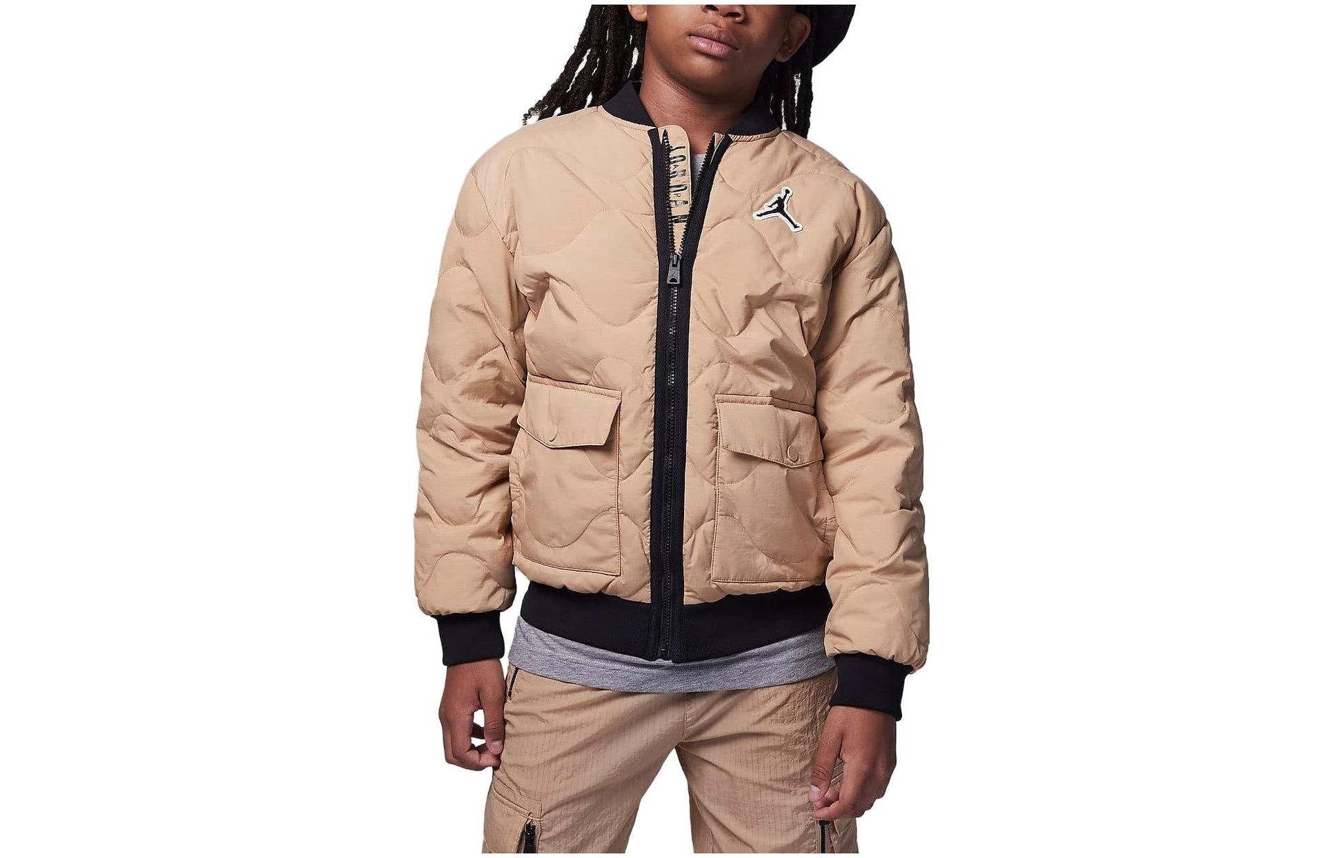 (GS) Air Jordan Casual Puffer Down Pocket Jacket 'Beige Brown' FZ6538-200