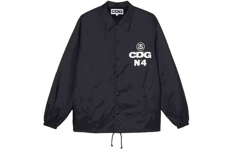 Stussy x COMME des GARCONS CDG Coach Jacket Chest Logo Printing 'Black' SHJ001051