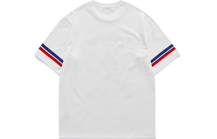Men's FILA FUSION Baseball Printing Sports Loose Round Neck Short Sleeve White T-Shirt T11M122110A-WT