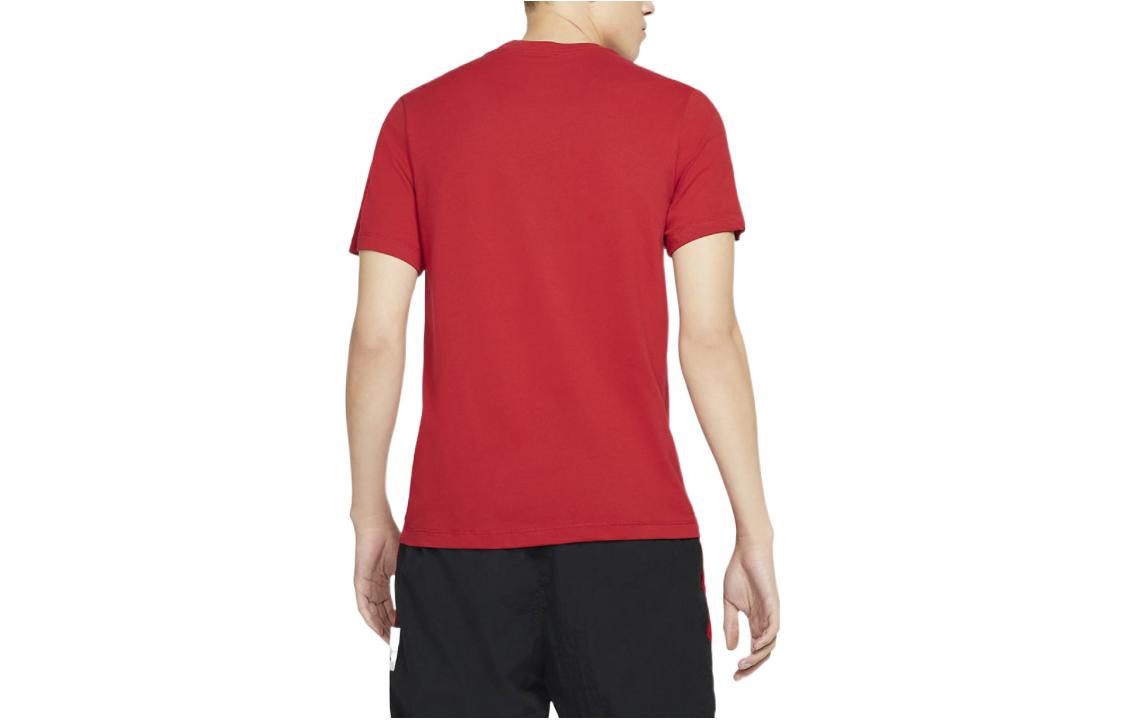 Men's Air Jordan Logo Breathable Round Neck Short Sleeve Red T-Shirt 840395-852