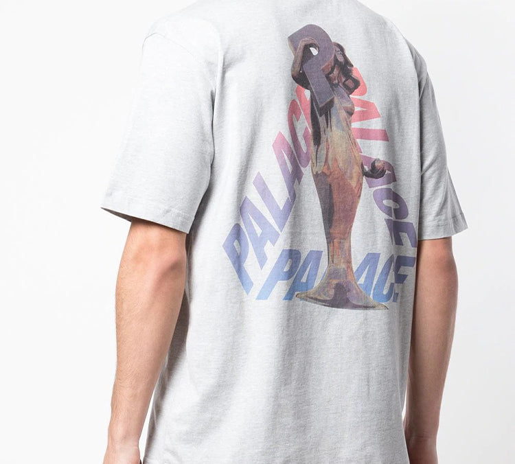 PALACE Rolls P3 Back Logo Gradient Large Triangle Printing Short Sleeve Unisex Gray P17TS132T