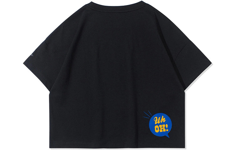 Li-Ning x Disney Crossover Donald Duck Alphabet Printing Round Neck Short Sleeve Black AHSR542-3