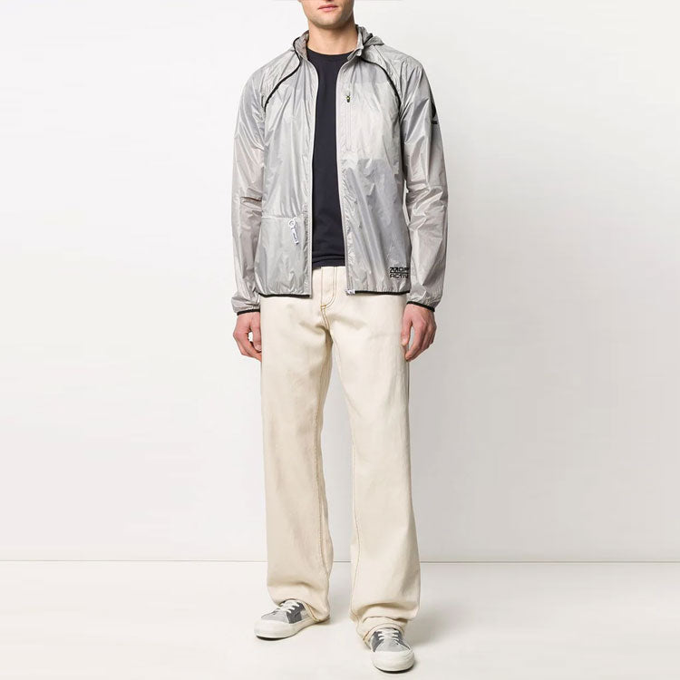 Off-White Thin and light hooded Zipper Jacket Loose Fit light grey OMVL001R20G870290610