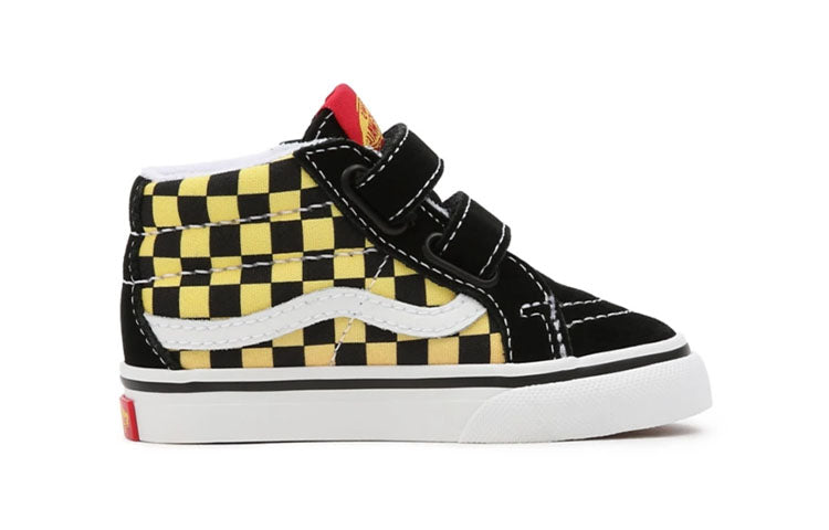 Vans Flame Logo Repeat Sk8-Mid Reissue Velcro 'Black Red Yellow' VN0A5DXDABX