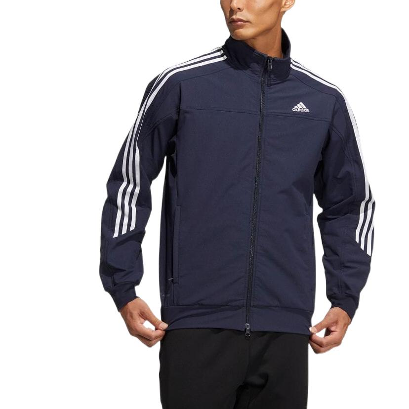 Men's adidas Logo Stripe Long Sleeves Jacket Blue HC9952