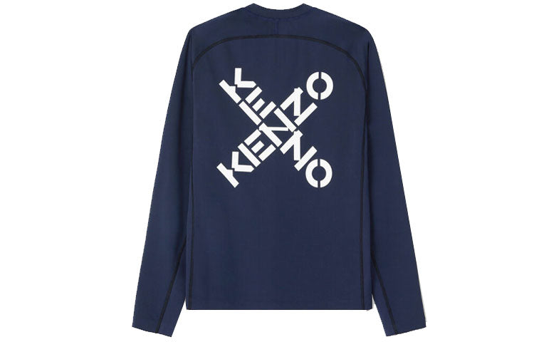 Men's KENZO SS21 Little X Round Neck Pullover Long Sleeves Blue FB55TS0244JS-77