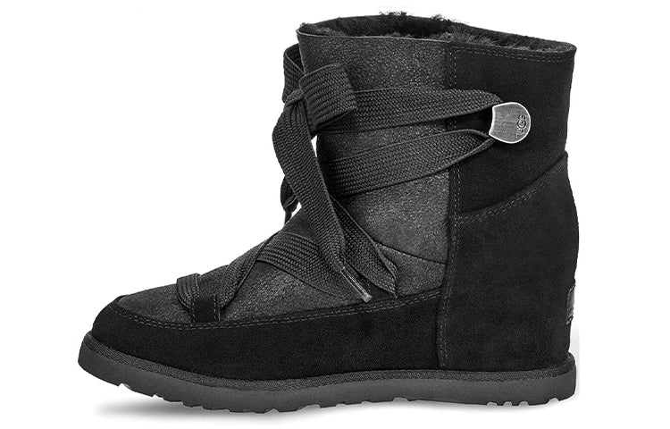 (WMNS) UGG Classic Femme Lace Up Snow Boots Black 1104612-BLK