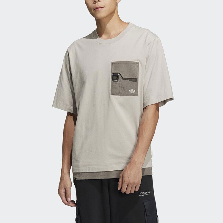 Men's adidas originals Im Ss Tee Chest Cotton Round Neck Sports Short Sleeve College Silver Gray T-Shirt HE6617