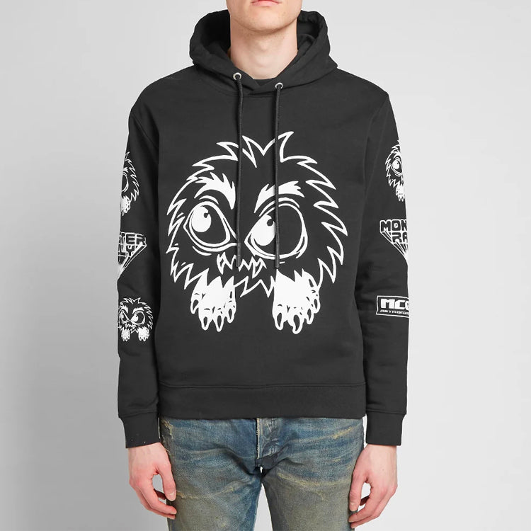 McQ Alphabet Printing hooded Long Sleeves Unisex Black 494034RNH14