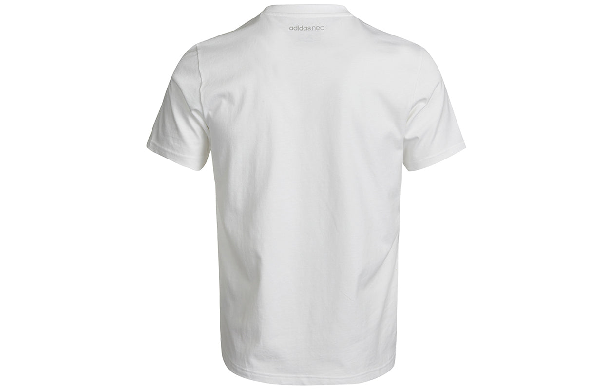 adidas neo Stripe Alphabet Printing Round Neck Short Sleeve White GS2579