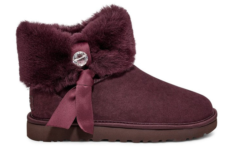 (WMNS) UGG Cinched Fur Mini Snow Boots Purple/Red 1106909-LGE