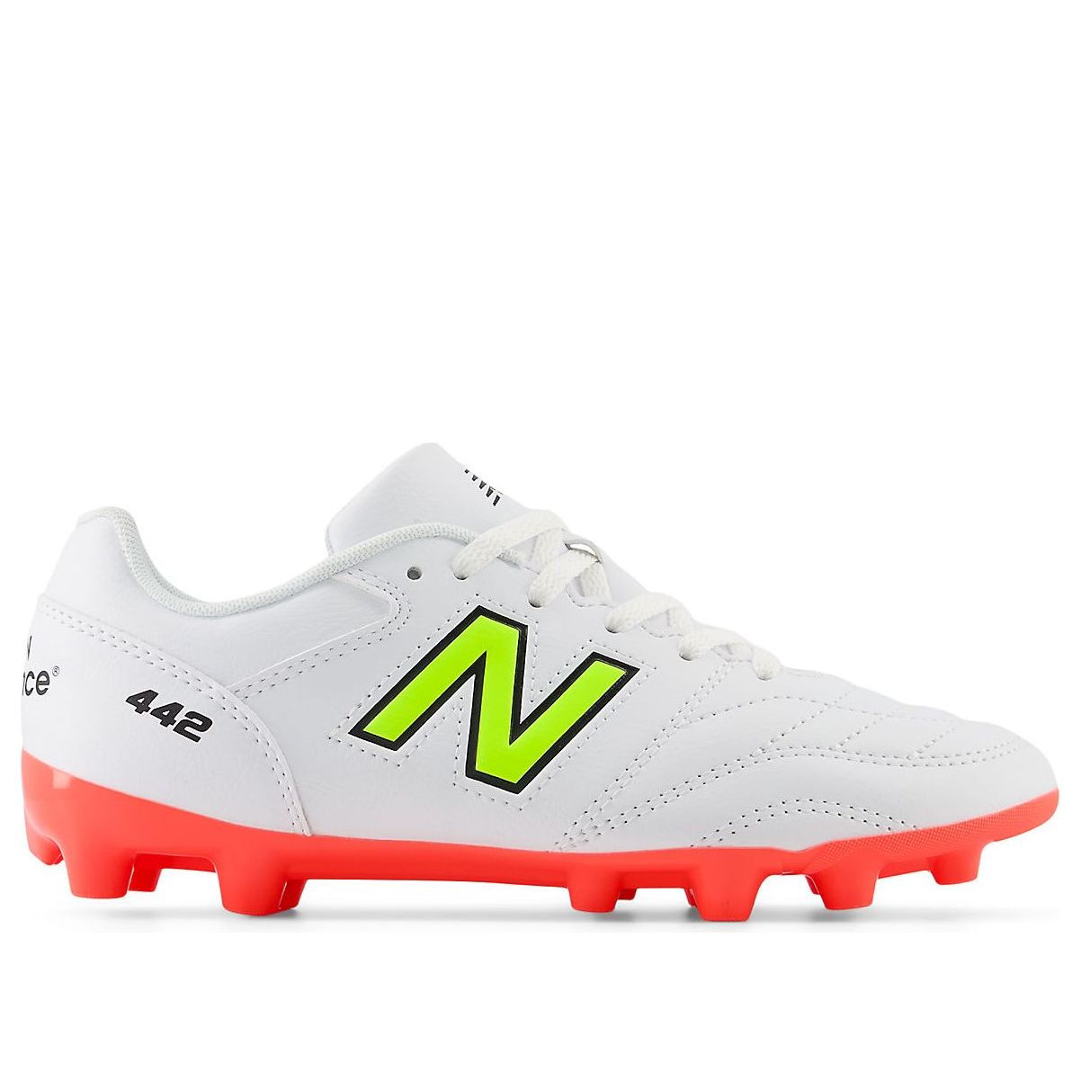 (GS) New Balance 442 Academy HG JNR V2 Wide 'White Volt Energy Red' JS43HIB2