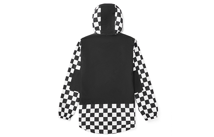 Men's Vans Plaid hooded Windbreaker Jacket Black VN0A4MLFJ0Z