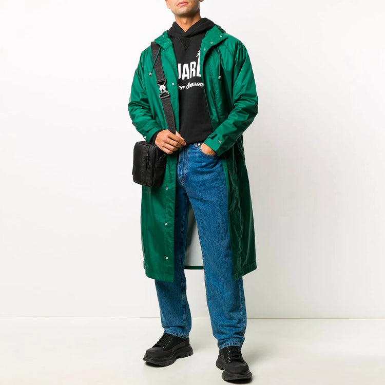 Men's KENZO XLong Windbreaker Hooded Jacket Green FA65OU5601NJ-56