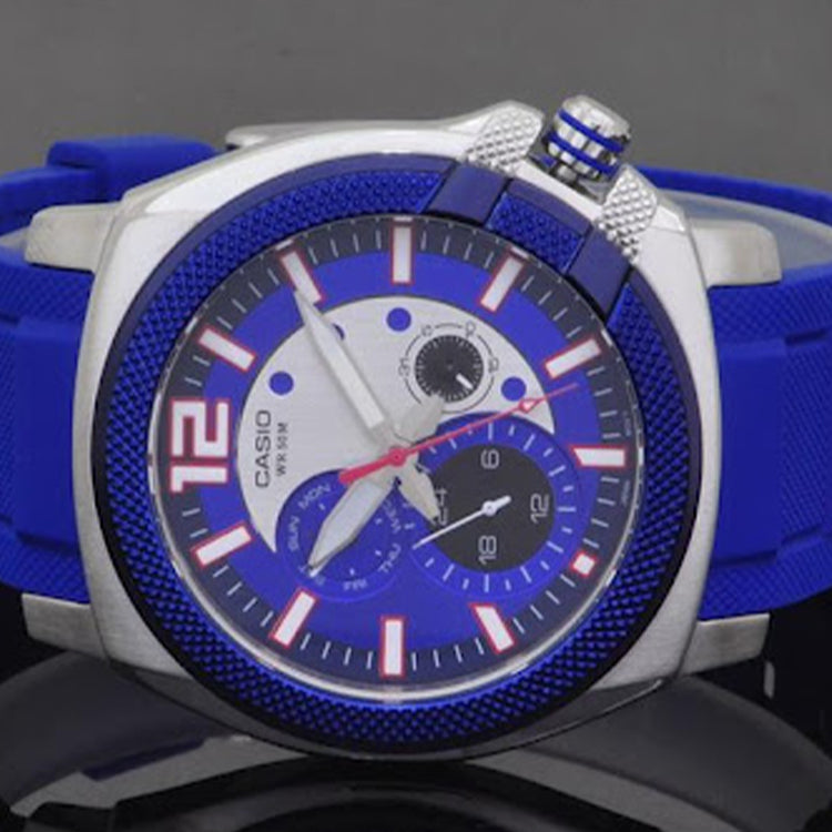 Men's CASIO Dress Series 50m Waterproof Resin Strap Quartz Movement Watch Mens Blue Analog MTP-1316B-2AV