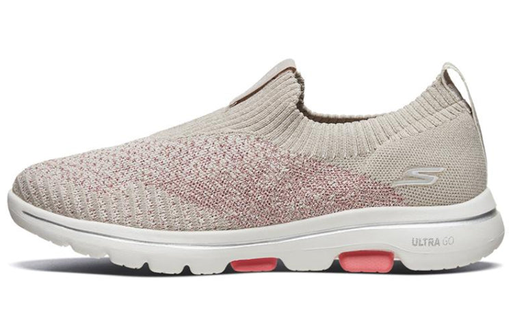 (WMNS) Skechers Go Walk 5 Running Shoes Brown/Pink/White 15915-NTCL