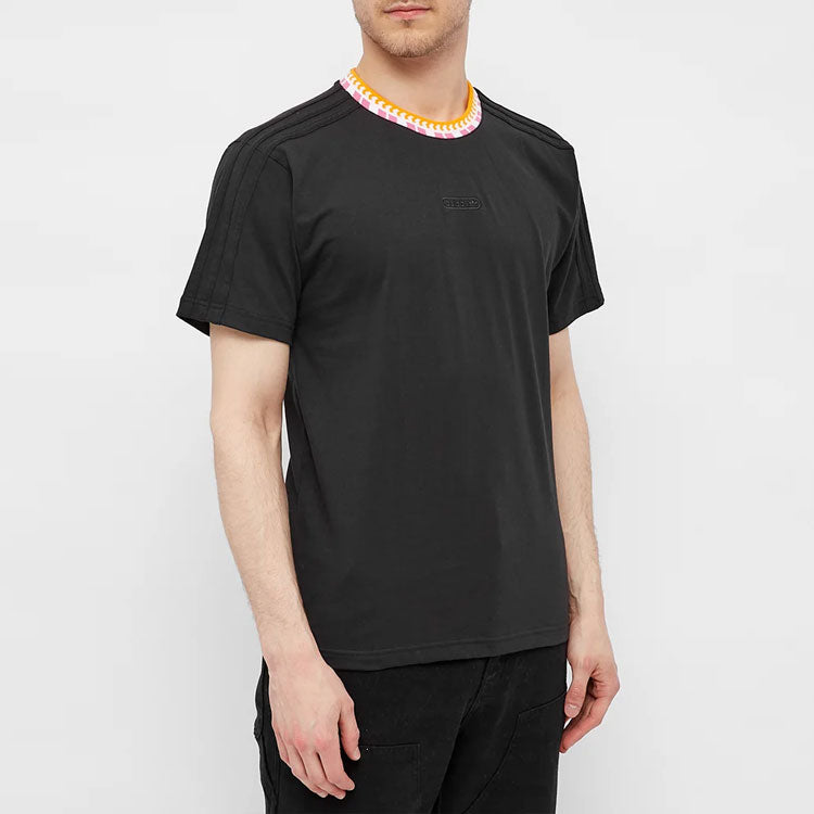 adidas originals ribbed Round Neck Casual Sports Short Sleeve Black GN5627