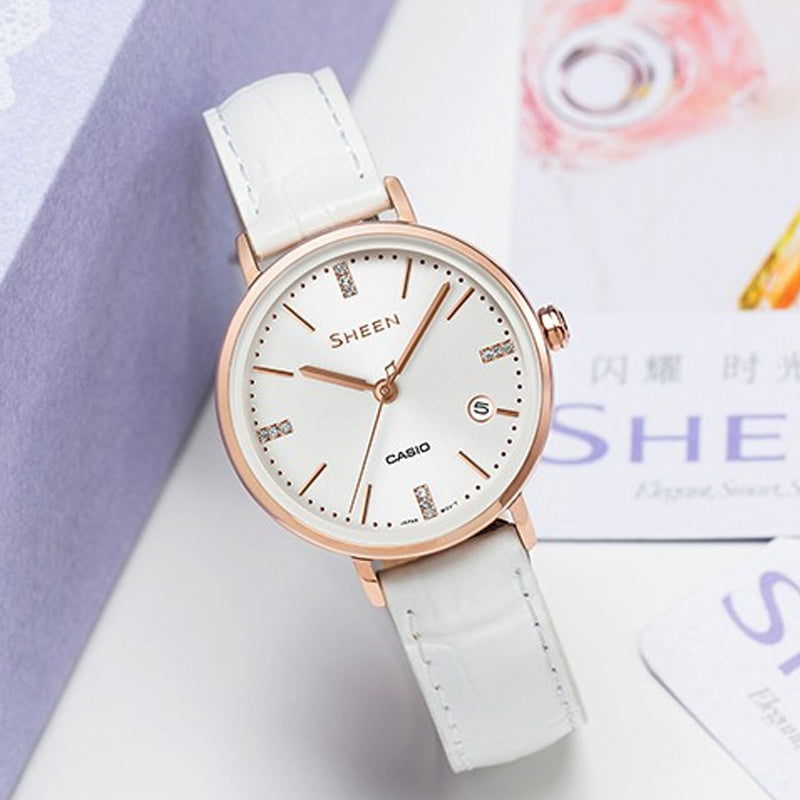 CASIO SHEEN Quartz Waterproof Sapphire Crystal White Analog SHE-4048PGL-7AUPR