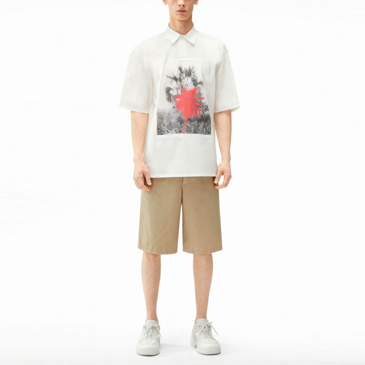 Men's KENZO Printing Pattern Short Sleeve Casual Shirt White FB55CH5711LA-22