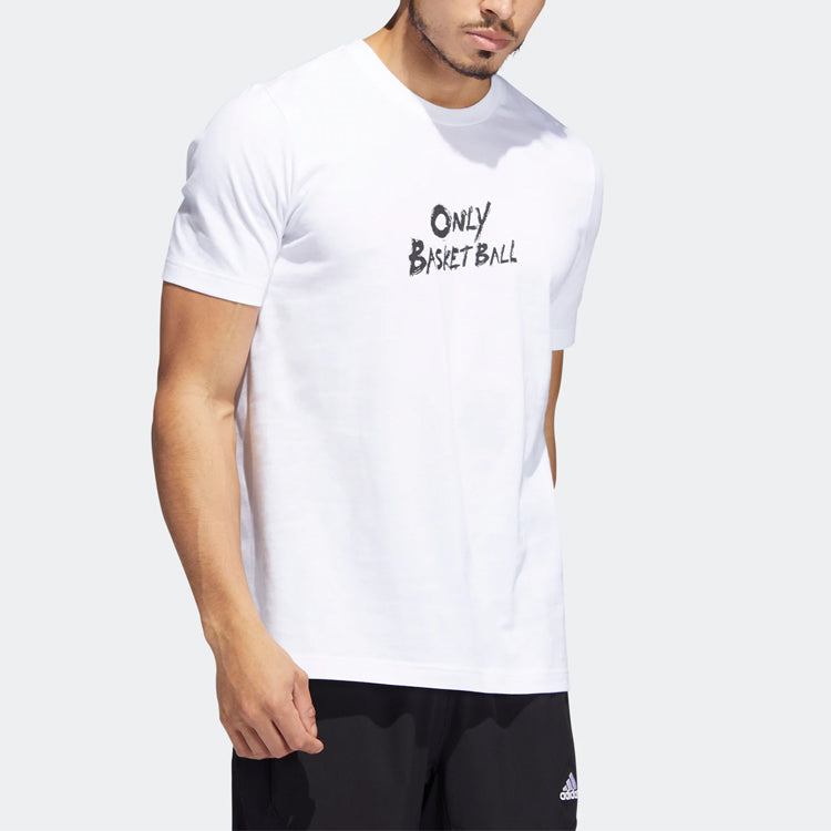 adidas Chinese Car Pattern Printing Sports Short Sleeve White HS6613