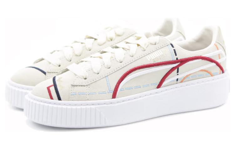 (WMNS) PUMA Suede Platform Courture 'White Red' 366685-01