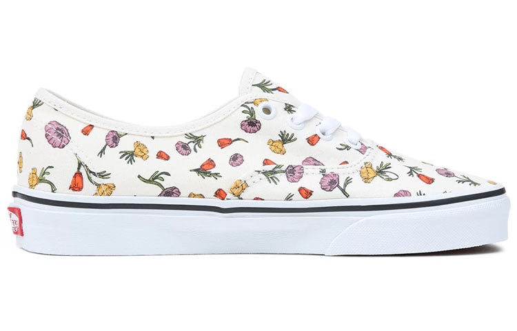 Vans Authentic Classic Casual Skateboarding Shoes Unisex Beige Flowers Printing 'White Purple Orange' VN0A5JMPCRM