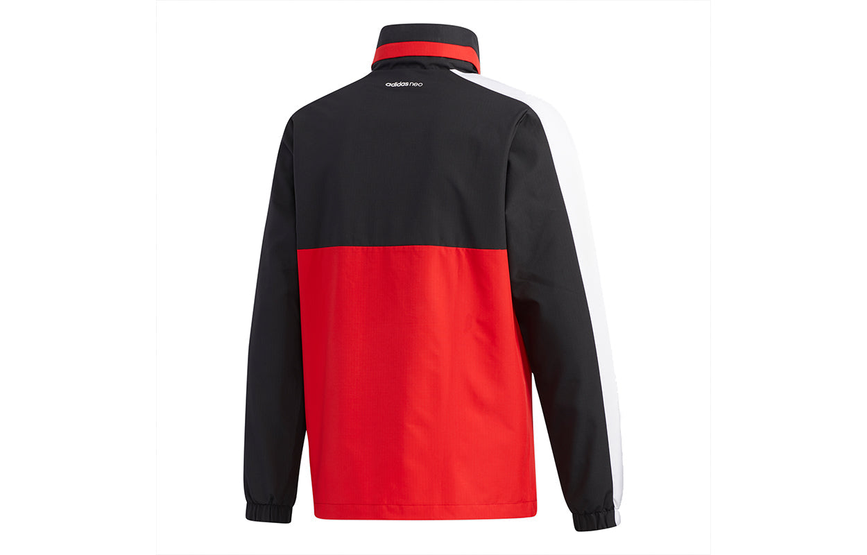 adidas neo hooded Zipper Colorblock Sports Jacket Red GQ3281