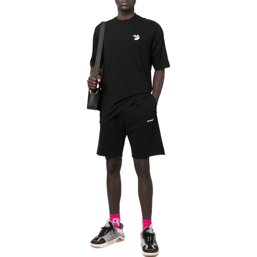 Men's Off-White SS22 Solid Color Logo Embroidered Short Sleeve Black T-Shirt OMAA119C99JER00210011001