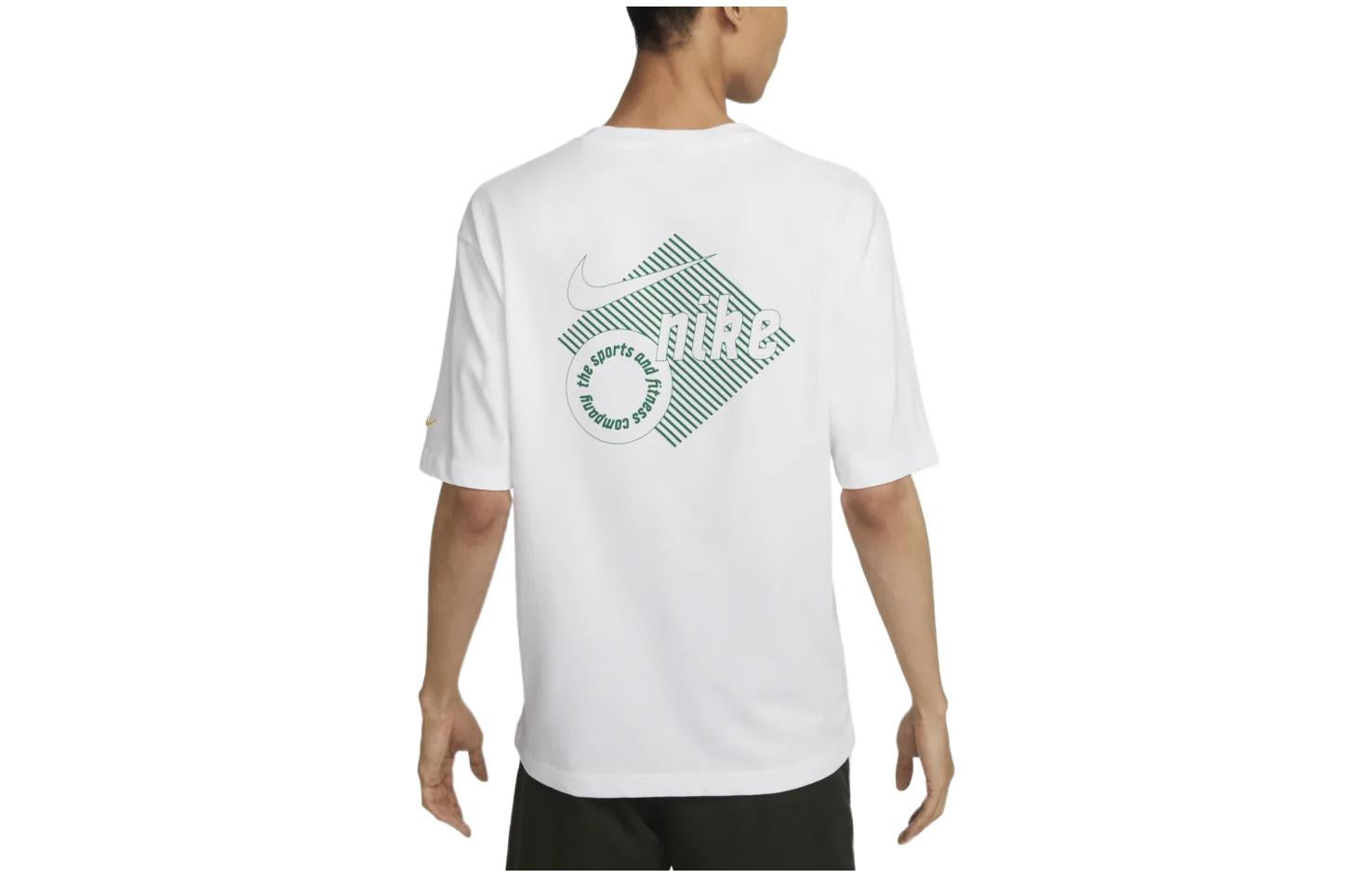Men's Nike Logo Pattern Printing Round Neck Pullover Short Sleeve White T-Shirt DX3514-100