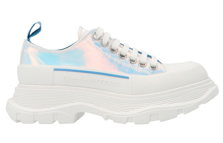 Alexander McQueen Silver Holographic Tread Slick Platform Low Sneakers 'White Multi' 650780W4PC19583