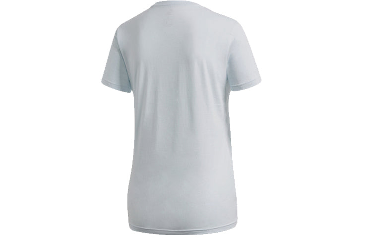 (WMNS) adidas Logo Printing Round Collar Short Sleeve Light Blue FQ3241