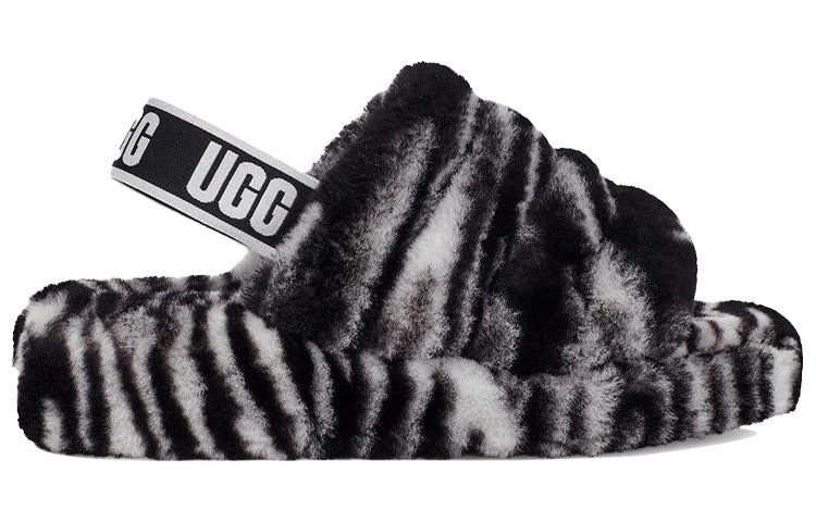 (WMNS) UGG Fluff Yeah Zebra Slide Slipper Color 'Black White' 1112248-BWHT