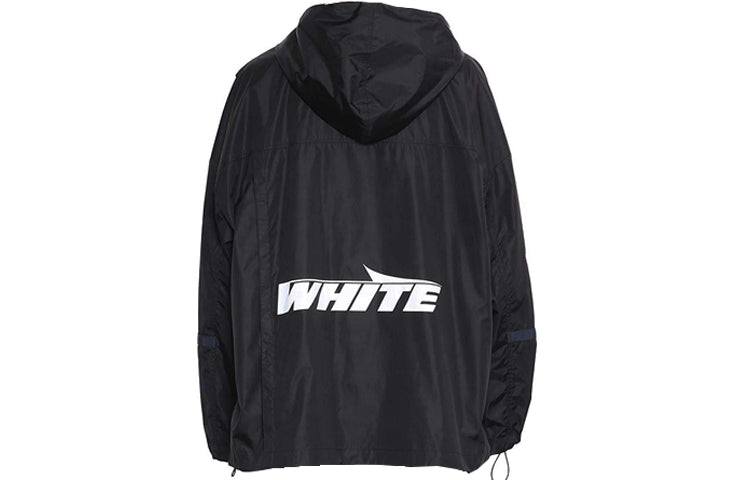 Off-White Printing Zip-up Hooded Jacket Men Black OMEB009E18A230031001