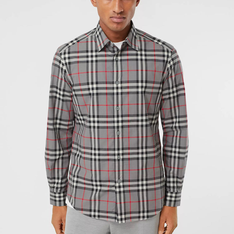Men's Burberry Plaid Shirt Gray 80288861