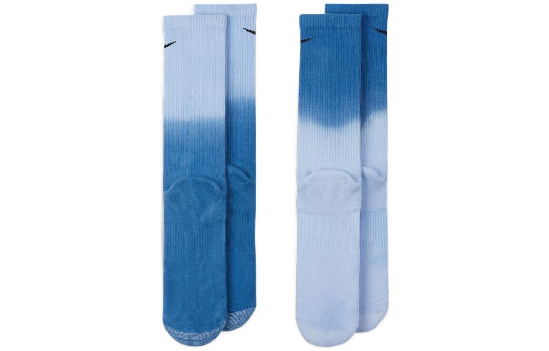 Nike Brand Logo Gradient Sports Training Socks Couple Style 2 Pairs Blue DH6096-903