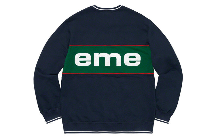 Supreme FW19 Week 7 Piping Crewneck Alphabet Patch Edging Round Neck Unisex Navy Blue SUP-FW19-655