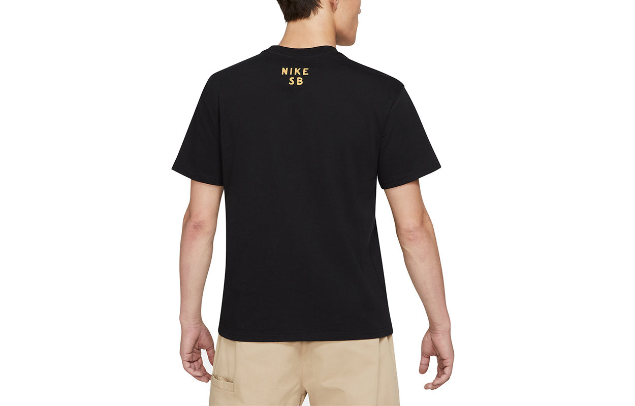 Nike SB Athleisure Casual Sports Breathable Angel Printing Skateboard Short Sleeve Black DJ1219-010