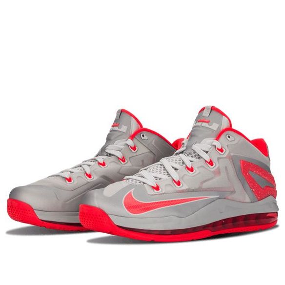 Nike LeBron 11 Low 'Base Grey Laser Crimson' 642849-001