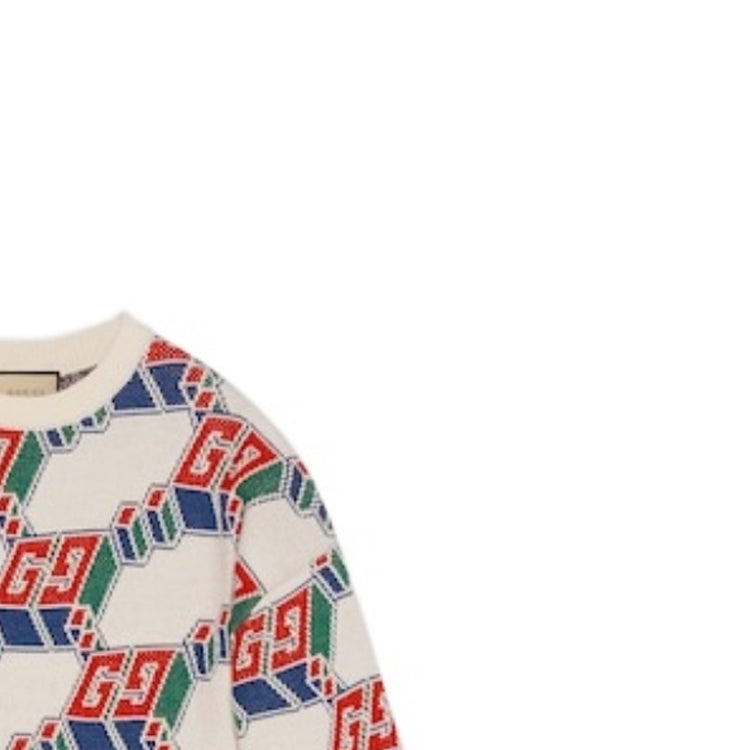 Gucci Square GG And Geometric Wool Sweater 'Ivory Multi-Color' 763415-XKDOV-9275