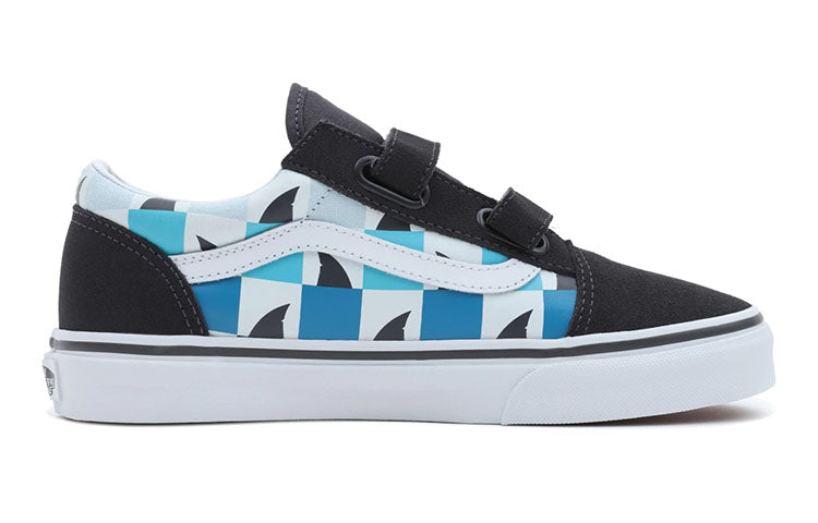 Vans Glow Checkerboard Sharks Old Skool 'Black Blue White' VN0A4UI1AC3