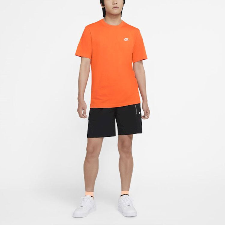 Nike Men's Sportswear Club Tee Causual Sports Ventilate Round Collar Male Orange AR4997-837