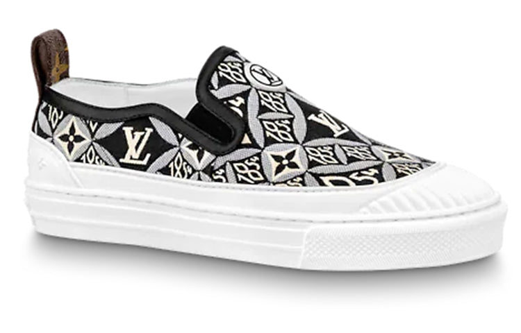 (WMNS) LOUIS VUITTON Playtime Slip-On Shoes 'Black White Monogram' 1A8UP1